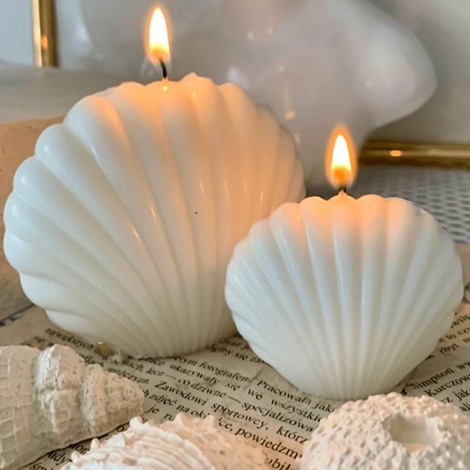 Shell Candle Set | Two Sizes | Coastal-Inspired Décor| Minimalist Design| Soy Candle|Housewarming Gift |Unique Modern Gift Idea