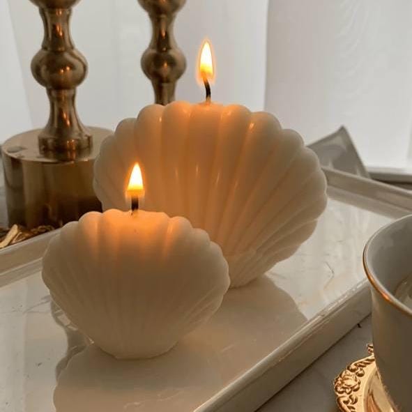 Shell Candle Set | Two Sizes | Coastal-Inspired Décor| Minimalist Design| Soy Candle|Housewarming Gift |Unique Modern Gift Idea